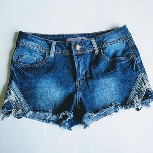 Boom Boom Jeans Blue Denim Shorties Boho Ribbon 5